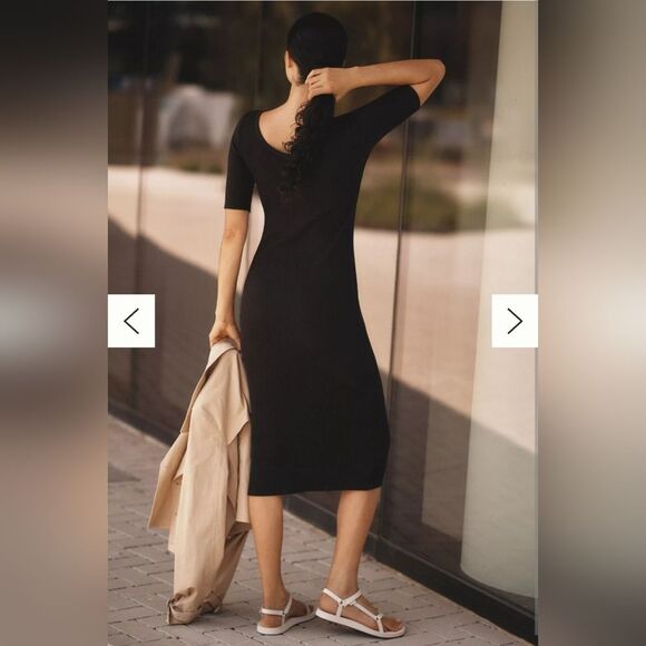 NATION LTD  Los Angeles Haidee Ribbed Black Midi Dress Size XS - Picture 8 of 10
